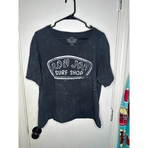 Ron Jon Surf Shop Crop/Boxy Fit Graphic Tee Women’s Size Large Black